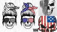 53+ Skull American Flag Svg