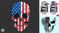 86+ American Flag Skull Svg