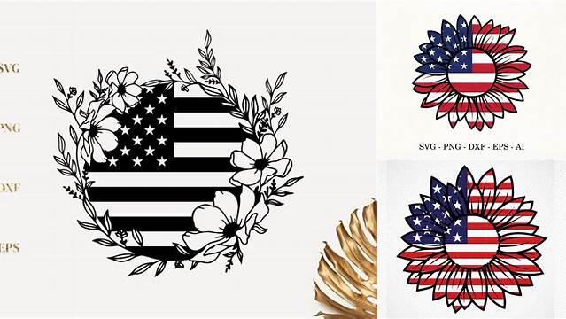 American flag flower wreath Svg Floral American Flag Svg 4th | Etsy