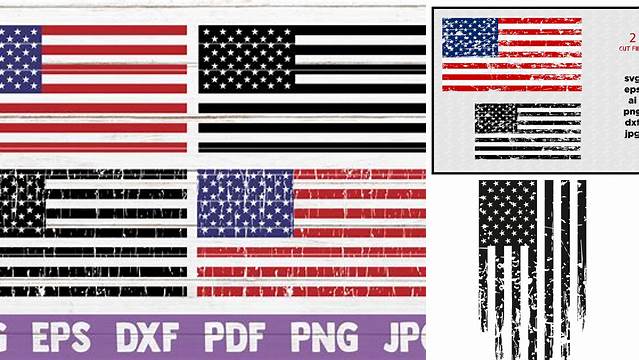 6 Distressed American Flags SVG Cut Files | commercial use (219430