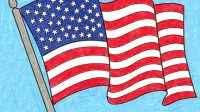 A Drawing Of A American Flag