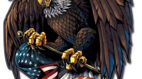Eagle Holding American Flag